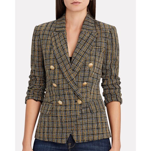 L'Agence Women's Kenzie Double-Breasted Tweed Blazer Size 2